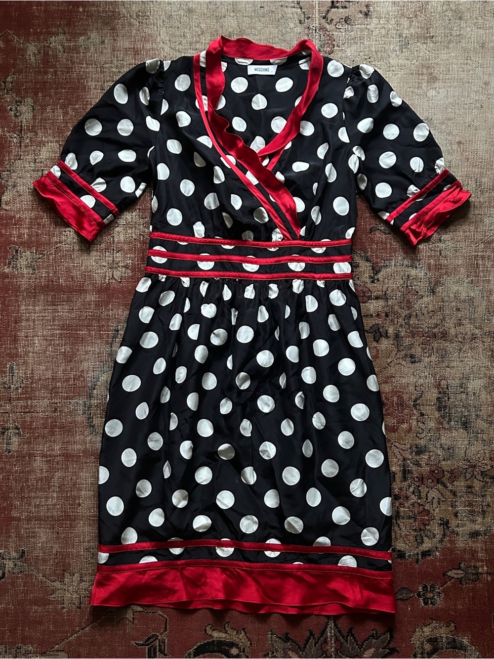 Vintage Moschino Polka Dot Silk Dress